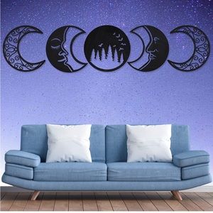 🔥Moon Phases Wall Decorations 5 pcs Wood Boho NIOB